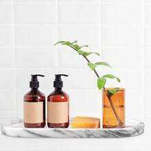 Oval Marble Bathroom Vanity Tray Natural Luxury White Marble Home Kitchen Bathroom Table Tray Stone Decorative Countertop Serving Trays For Coffee Perfume Jewelry Makeup