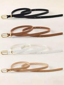 4pcs New Stylish Simple Durable Women's Belts - Highly Decorative, Suitable For Skirts & Jeans, Multifunctional For Summer & Daily School Use - 彩色 - 查看 3