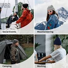 1 Piece YEET Logo Knitted Hat, Unisex - Black Winter Warm Hat With White And Blue YEET Text And Glasses Pattern, Soft Cold Weather Head Cover, Christmas And New Year Gift For Men And Women Casual Accessories (YEET Brand Design) - 黑色 - 查看 10