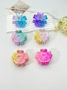 1 pieza/3 piezas/6 piezas Pinza de pelo con estampado floral casual de plástico ABS (resina ABS) 2025 nueva con electrochapado de flor para playa, viaje, fiesta, vacaciones, vuelta al colegio, accesorios de pelo de invierno - Multicolor - Ver 9