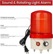 Luz LED industrial de advertencia giratoria, AC110 V, estroboscópica para alarmas de emergencia públicas, luz de sirena con ajuste de volumen e interruptor para construcción, tráfico, fábrica, señal - Rojo - - Ver 12
