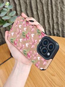 Charmante Handyhülle mit Tulpenschleife und Herzmotiv, romantische ästhetische Blumenhülle, süßes Schutzaccessoire für Frauen, stoßfest, schmale Passform, kompatibel mit iphone16 pro max/16pro/16plus/16/15promax/15pro/15plus/15/14promax/14pro/14plus/14/13promax/13pro/13/12promax/12pro/12/11promax/11pro/11/X/XS/XSmax