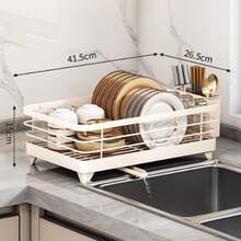 Rejilla para fregadero, escurridor, uso en cocina, almacenamiento para fregadero - Beis - Ver 2