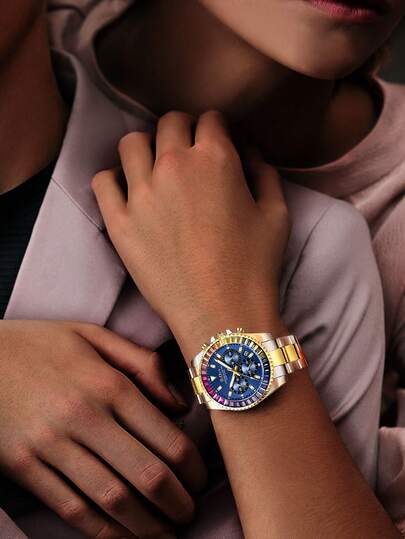 BIDEN Sports Watch, Chronograph, Waterproof Date Simulation Quartz Business Watch,Stainless Steel Strap Klok Comes view 3