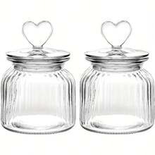 وعاء حلوى شفاف بشكل قلب 22 أونصة/32 أونصة/45 أونصة مع غطاء، وعاء تخزين زجاجي للبسكويت، وعاء زجاجي لديكور المطبخ