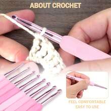 9pcs-99pcs Pink Soft Handle Crochet Hook Set, Yarn Knitting, Crochet Knitting, Suitable For DIY Handcraft Lovers, Crochet Handicrafts, Hats, Bags, Clothes, Socks (Random Color)
