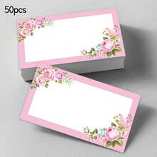 50 piezas, tarjetas de mensaje en blanco florales rosadas, tarjetas de bolsillo, tarjetas de presentación, tarjetas de felicitación en blanco, suministros para pequeñas empresas, etiquetas de regalo - Verde - Ver 1