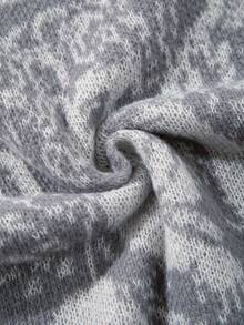 Autumn/Winter New Personalized Angel Cartoon Pattern Jacquard Knit Casual Retro Versatile Long Sleeve Crew Neck Sweater - Grey - View 11