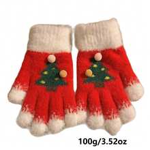 Guantes de punto de invierno navideños, lindos y prácticos compatibles con pantalla táctil, cálidos y acogedores para clima frío, regalo perfecto para las fiestas - Verde - Ver 3