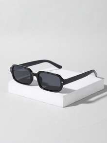 1 Pair Men's Casual Basic Black Rectangular Fashion Fashion Glasses, Suitable For Holiday Outings, Outfit Matching, Also Can Be Used As Holiday Gifts - Multicolor - View 7