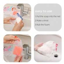 Exfoliating Soap Bag, Double-Layer Thickened Foam Net, Bubble Net Bag, Soap Proof Bag, Bathtub And Shower Cord Clip Bag, Any Color