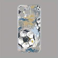 Funda de teléfono impresa con UV con patrón dinámico, graffiti de fútbol transparente, compatible con iPhone 16, 16 Plus, 16 Pro, 16 Pro Max, 13, 13 Pro, 13 Pro Max, 12, 12 Pro, 12 Pro Max, 11, 11 Pro, 11 Pro Max, 7, 8, X y XS. - Color transparente 2 - Ver 2