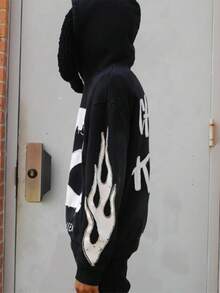 Men's Gothic Hoodie - Printed Sweatshirt Loose Casual Jumper, Long Sleeve, Streetwear Top, Wetsuit Menswear, Sold Motocross Black - Operator Classic Black Hooded Sweatshirt Fathersdaygift Baggy  Halloween    Spring/Fall  Fall/Winter    Loose    Rib-Knit    Halloween - 黑色 - 查看 4