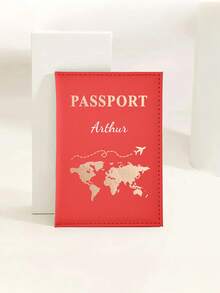 Customized Text Logo Foil Stamping PU Leather World Map Passport Holder, Cross-Border Travel Passport Protector Card Case, Valentine's Day Gift, Couple Passport Holder, Smooth Texture PU Passport Protector Holder, Ticket Holder Passport, Customized Text Logo Passport Protector, PU Passport Holder, Ticket Holder Unisex Couple Matching