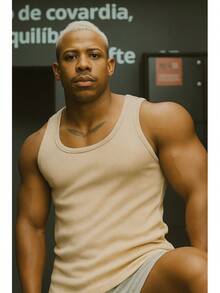 Basic American Ribbed Tank Top - Màu be - Xem 6