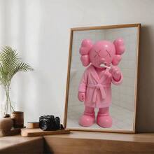 1 bức tranh trang trí hoạt hình Kaws trong phòng tắm và vòi sen màu hồng dễ thương, áp phích Kaws, bản in, nghệ thuật treo tường phòng tắm, trang trí phòng tắm, không khung - Nhiều màu - Xem 18