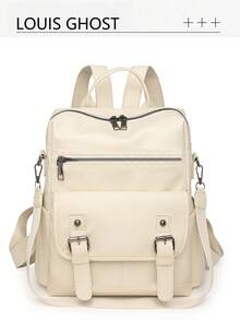 Leather Texture | Double Buckle Decor | Practical Large Capacity | Unlock The Classic Aesthetics For Urban Commuting | Adjustable Shoulder Strap/Handle, Multifunctional Companion For Daily Commute And Short-Distance Travel | Dual Carrying Modes - Multicolor - View 11