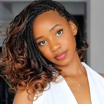 Ombre Brown French Curls Braiding Hair Synthetic Hair Spiral Curls Braids Hair Pre Stretched Loose Wave Braiding Hair Extensions For Women(1B/33/30)