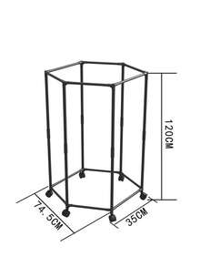 Perchero Circular Metálico Negro con 6 Ruedas con Freno - Ahorra Espacio, Colga Ropa por Categorías (Faldas/Pantalones/Calcetines) - Base 74.5x35cm, Alto 120cm, Rotación 360° para Facilidad de Uso - Ideal para Dormitorios/Lavandería - Negro - Ver 4