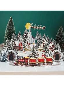 1 Stück Weihnachtsgrußkarte - 3D Winterwald Szene mit Tieren, handgemachtes Wintergeschenk