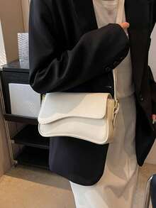 1件女士纯色PU时尚新款腋下包，多功能单肩包 - 米色 - 查看 3