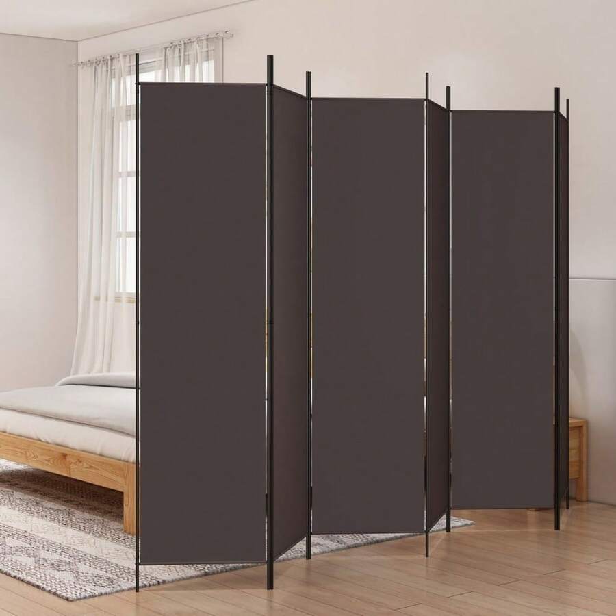 Larryhot Divisorio per ambienti a 6 pannelli, Marrone, 300x200 cm, Tessuto, Adatto a soggiorno, camera da letto, ufficio, pieghevole e facile da riporre, duplice scopo (schermo per lA, Privacy + decorazione), stabile senza oscillazioni e facile da montare - Castano - Visualizzare 1