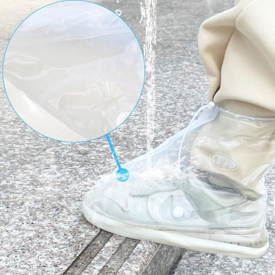 Cubre Zapatos Impermeable, Protector Lluvia para Hombre y Mujer, Cubiertas para Zapatos Plegable, Antideslizante y Reutilizable, Funda para Botas de Lluvia para Aceite Barro Lluvia Nieve - ‎Blanco - Ver 1