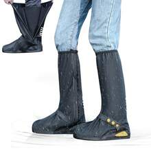 Cubre Zapatos Impermeable, Cubre Zapatos para Lluvia, con Bandas Reflectantes Botas de Lluvia Antideslizantes Chubasqueros de Alta Protección contra la Lluvia para Bicicleta - Negro - Ver 2
