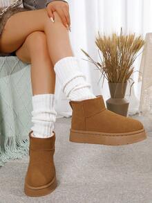 Fall/Winter Short Snow Boots, Multi-Color, Thick, Warm, Non-Slip Boots,Fur Boots - Yellow-brown - View 9