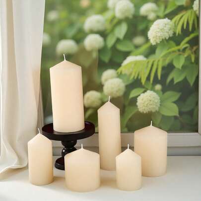 Classic European Pointed Ivory White Cylindrical Candle With 1 Pc White Wax, And Smoke-Free, Suitable For Home Decoration, Romantic Weddings, Hotel Decoration, Church Prayer Candles, Emergency Lighting