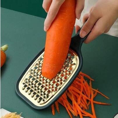 1个不锈钢多功能蔬菜刨丝器、切片器、黄瓜刨丝器、双面粗细刨丝器，可供使用