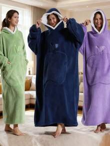 Couverture en flanelle à manches extra longues unisexe, couverture polaire pour télévision, sweat à capuche surdimensionné, pull, cadeau de Noël, vêtement d'intérieur confortable pour l'hiver - Multicolore - Voir 1