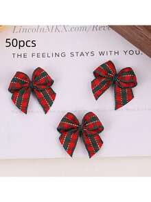 500/200/50/20pcs Christmas Gift Wrapping Bow - Handmade Red, Gold And Green Plaid Pattern Bow Decoration, Heart Bow, DIY Hand-Made Bow, Clothes, Bags, Bow, Suitable For Gifts And Handicrafts, Christmas, Christmas Decorations, New Year, New Year's Day, Valentine's Day, Mother's, Valentine's Day Party, Home Decor, Home Gifts - Multicolor - View 13