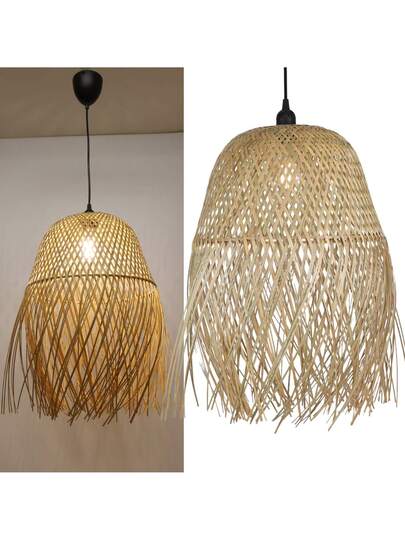 Alpinaluz Natural Wicker Hang Lamp "MIKA" Ø39cm made Fringes, E27 - Afbeelding 3