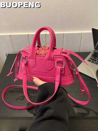 Tasche Einfarbig & Minimalistischer Stil Quadratische Form Mit Kordelzug & Buchstabe Muster, Design, Für Frauen