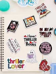 50pcs/Set Aesthetic Darkness Romance Thriller Books Stickers, DIY Decorative Decals For Luggage Notebook Laptop Water Bottle Guitar Phone Stationery Sticker - Multicolor - View 8