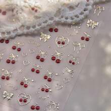Gold Foil Cherry Nail Stickers - 1個 - 查看 8