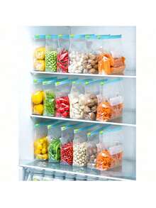 60 wielokrotnego użytku torebek do przechowywania żywności (w tym 20 dużych + 20 średnich + 20 małych), zagęszczone torebki do mrożenia, do mikrofalówki, niebieskie, do długotrwałego przechowywania i organizacji żywności, przezroczyste torebki z PE z zamkiem błyskawicznym, idealne do segregowania żywności w kuchni, przechowywania przekąsek, sortowania owoców i warzyw, zapewniają świeżość składników, niezbędne domowe torebki do przechowywania żywności