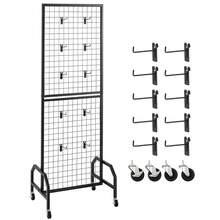 Grid Wall Panel, 1.9 X 5.4 Ft Wire Grid Panels Display Rack, Movable Art Display Shelf With Wheels And 10 Hooks, Black Carbon Steel Gridwall For Craft Show, Decoration, Storage, Notice Board - màu đen - Xem 11