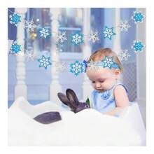 Glitter Frozen Snowflake Garland Banner Winter White And Blue Snowflakes For Wonderland Frozen Party Decorations, Birthday And Christmas Deco{Inchcolorinch:InchWhite And Blueinch} - 白色和藍色 - 查看 5