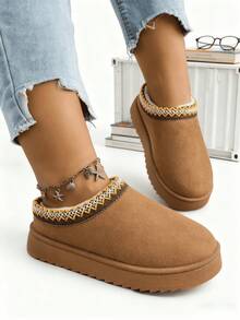 2024 Winter New Arrival Imported Women Suede Warm Thick Sole Closed-Toe Wool Slip-On Slippers