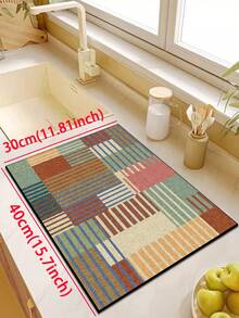 1 件软橡胶厨房地垫，3.5 毫米厚厨房地毯，抽象艺术拼布设计，吸水厨房地垫，可裁剪以适应厨房，表面织物，中间海绵层，底部橡胶层，适用于厨房地毯、厨房装饰、婚礼装饰、家居装饰、浴室地垫、入口地垫、洗衣房地垫、走廊地毯、客厅地垫等。 - 彩色 - 查看 20