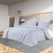 Completo copripiumino Larryhot Grey 140x200 cm in cotone, bello e pratico - Grigio - Visualizzare 1