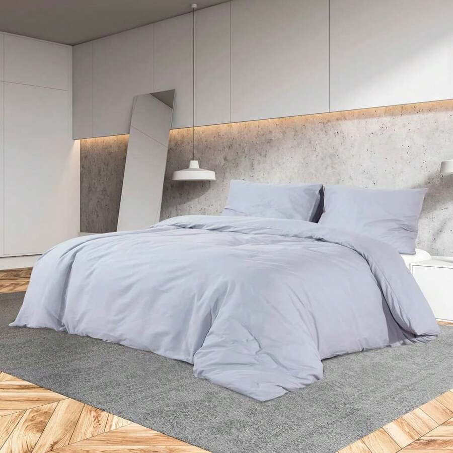 Completo copripiumino Larryhot Grey 140x200 cm in cotone, bello e pratico - Grigio - Visualizzare 1