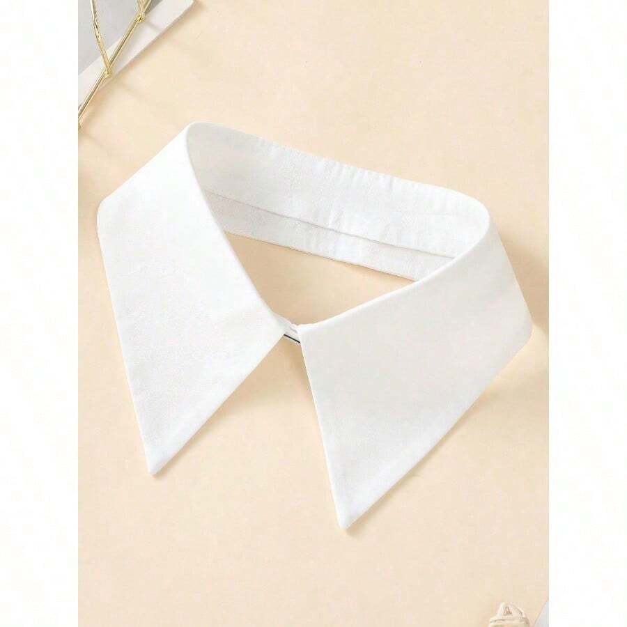 1pc Ladies' Fashionable White Decorative Chiffon Detachable False Collar Shirt Collar Necklace - White - View 1