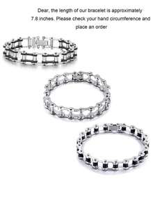 1 件复古朋克风格自行车链手链，男士街头时尚腕饰，高品质不锈钢首饰 - 鈦鋼男士手鍊 - 查看 2