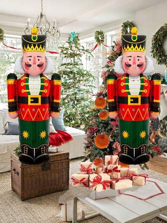 2 piezas Globos gigantes de Soldado Cascanueces y Papá Noel - Decoraciones navideñas vibrantes para vacaciones, Navidad, Año Nuevo, suministros para fiestas de cumpleaños de invierno - Inflables, reutilizables y fáciles de configurar