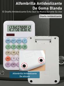 2/4/6  Pieza Calculadora De Escritorio Mecánica Con Teclado Mecánico De Colores Claros, Calculadora De Oficina 12 Dígitos Pantalla Grande. Doble Suministro De Energía (batería Solar + Batería) - 6 piezas - Ver 10