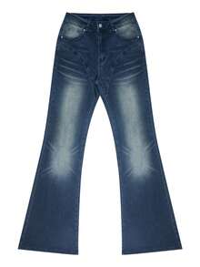 Y2K Women Flared Jeans Blue Low Waisted Stretch Flared Pants Elegant Retro Causal Flared Trousers,2026 Summer - Medium Wash - View 4