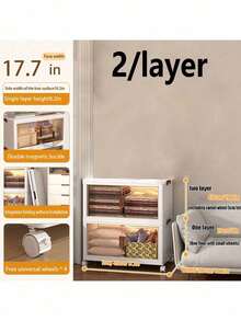 2/3/4/5-Layers Plastic Storage Box Organizer, Stackable Storage Box, Covered Storage Box, Storage Container Organizer For Kitchen, Bedroom, Living Room, Study, Office, Foldable Storage Box, Saving Space - White - View 12